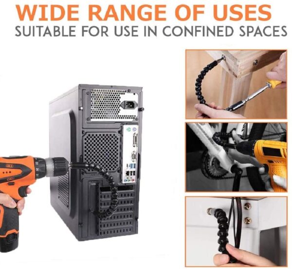 ATHGLOBAL 10Pc Bits with Flexible Shaft Set Screwdriver Magnetic Extension Adapter Holder Connector for Electronic Power Drill 6mm or ¼ Inch Hex Shank Power Tool Accessories Black Plastic and Metal - Image 5