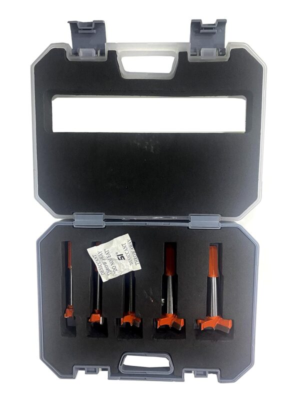 Jon Bhandari Tools Hinge Boring Forstner Drill Bit Set – Carbide Tipped Steel Bits for Wood, Plywood & Woodworking – Clean Cutting Drill Bit Kit with Carry Case (Sizes: 15mm, 20mm, 25mm, 30mm, 35mm) - Image 2