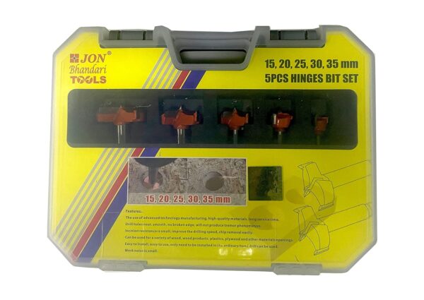Jon Bhandari Tools Hinge Boring Forstner Drill Bit Set – Carbide Tipped Steel Bits for Wood, Plywood & Woodworking – Clean Cutting Drill Bit Kit with Carry Case (Sizes: 15mm, 20mm, 25mm, 30mm, 35mm) - Image 3